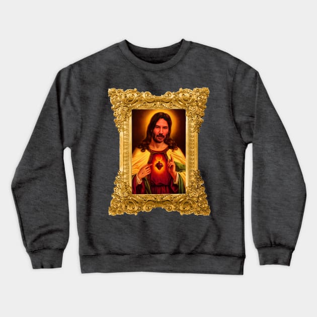 Sacred Heart of Keanu Crewneck Sweatshirt by benjaminhbailey